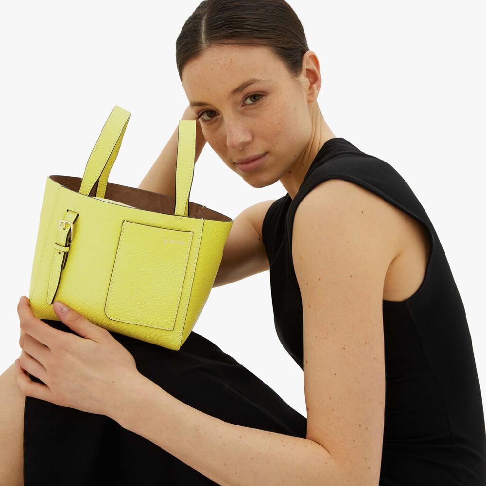 Valextra Borsa a secchiello da Donna in Pelle Gialla | Valextra Soft Black Friday Prezzi