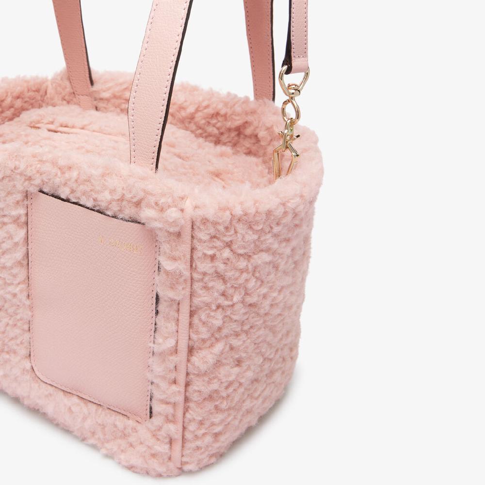 Valextra Borsa a Secchiello Bouclè Micro | Tessuto e pelle | Rosa Peonia | Valextra Sconti questo mese
