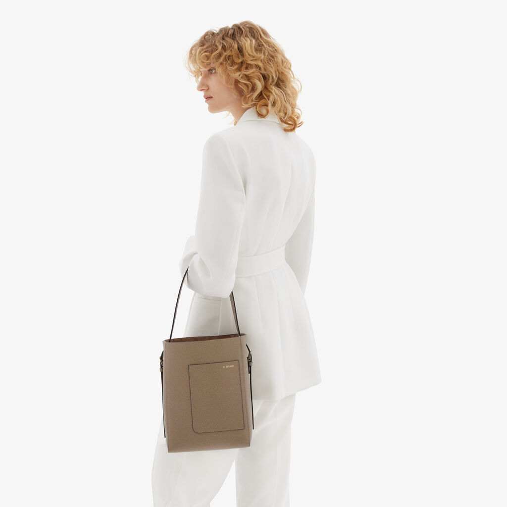 Valextra Borsetta a secchiello da Donna in Pelle Marrone | Valextra Soft Vendita