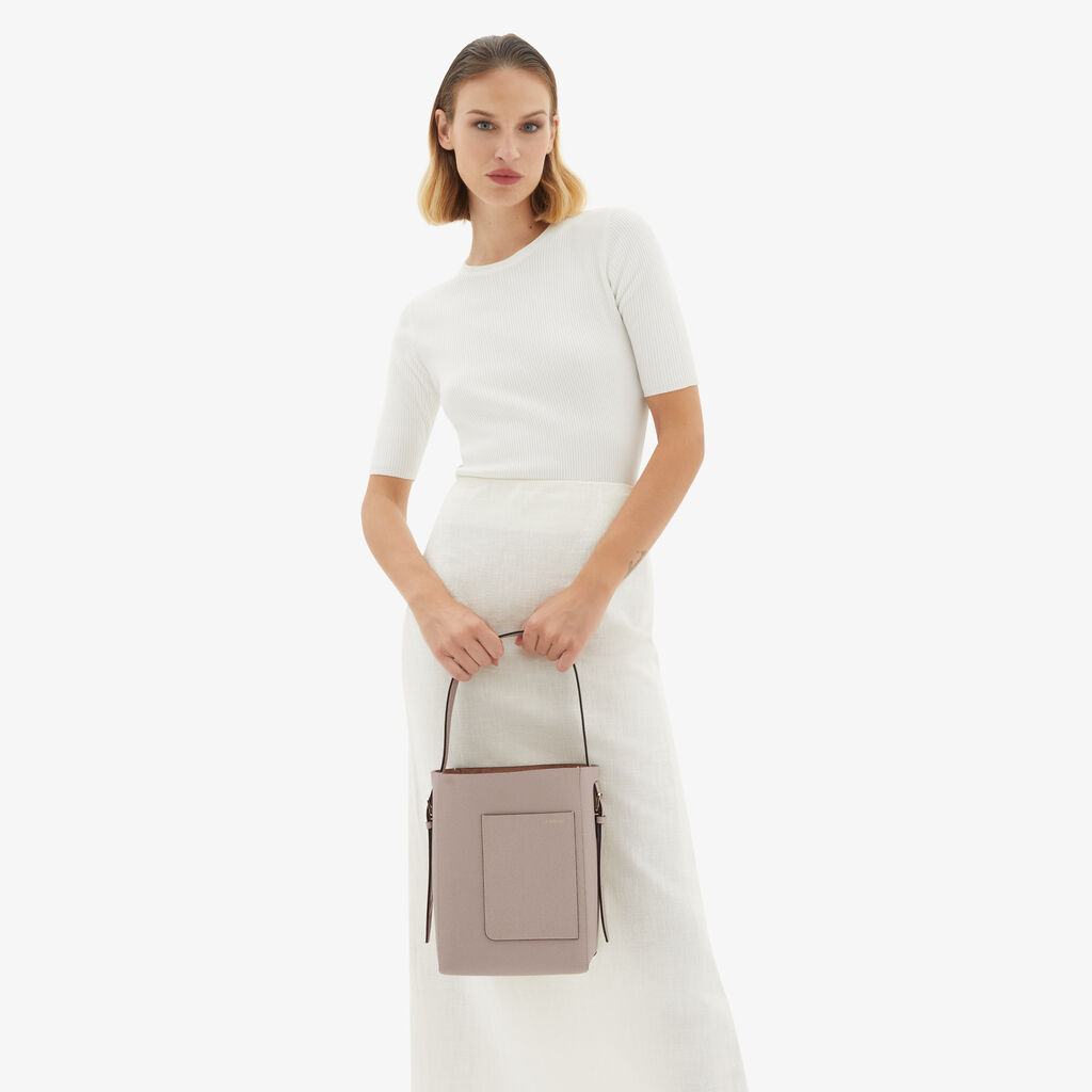 Valextra Borsa a secchiello da Donna in Pelle Rosa | Valextra Soft Promozione