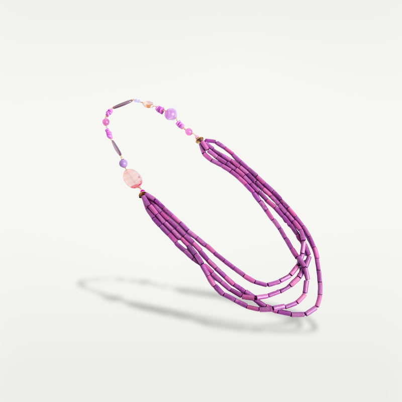 ALMALA COLLANA MULTIFILI WOOD | FUCSIA Presa