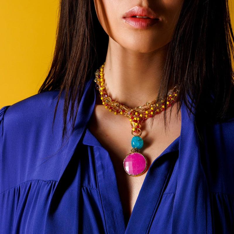 ALMALA COLLANA ROSARIO STONE | FUCSIA I Più Venduti