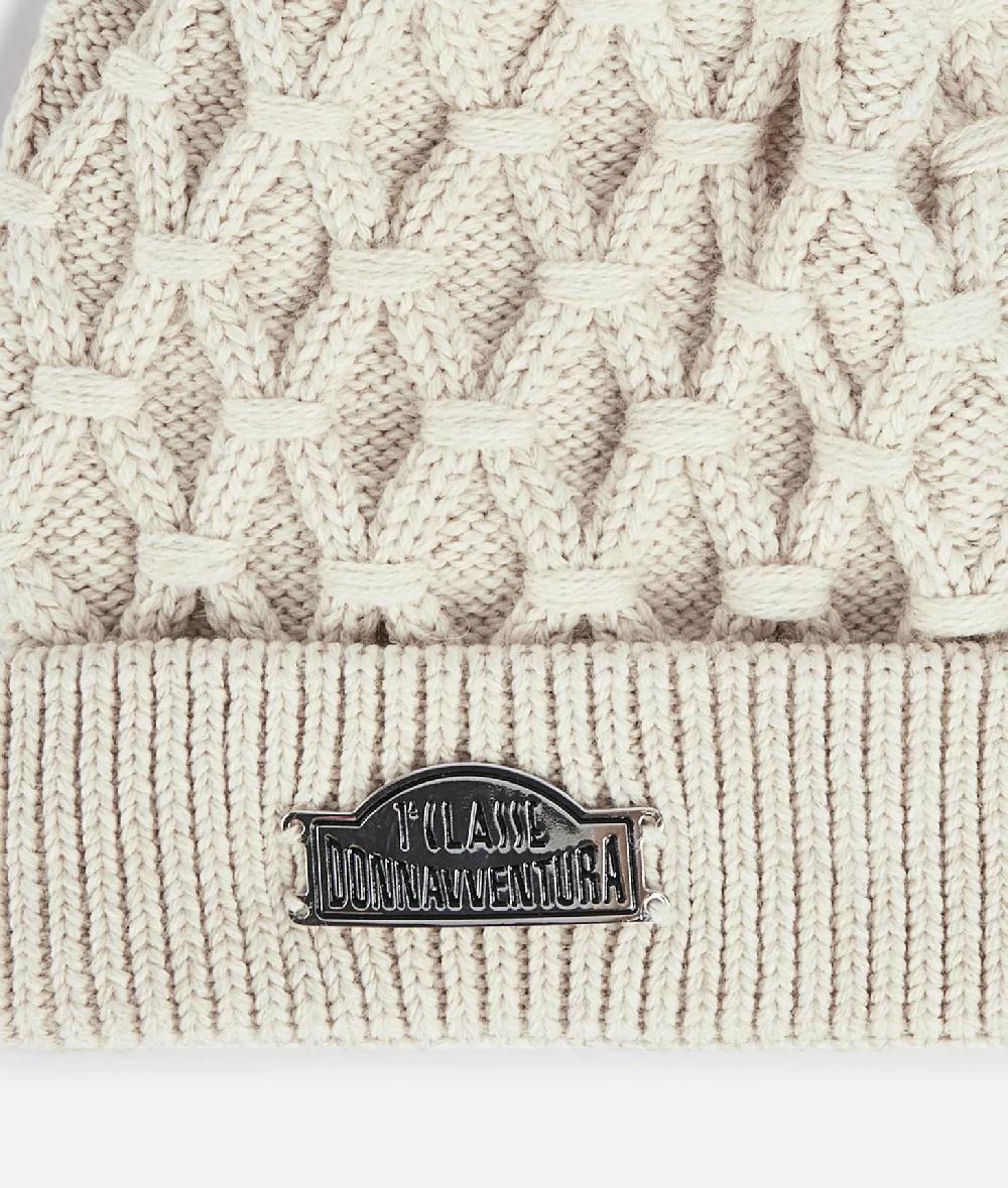 Alviero martini 1a classe Berretto in misto lana con pompon Bianco Latte Presa