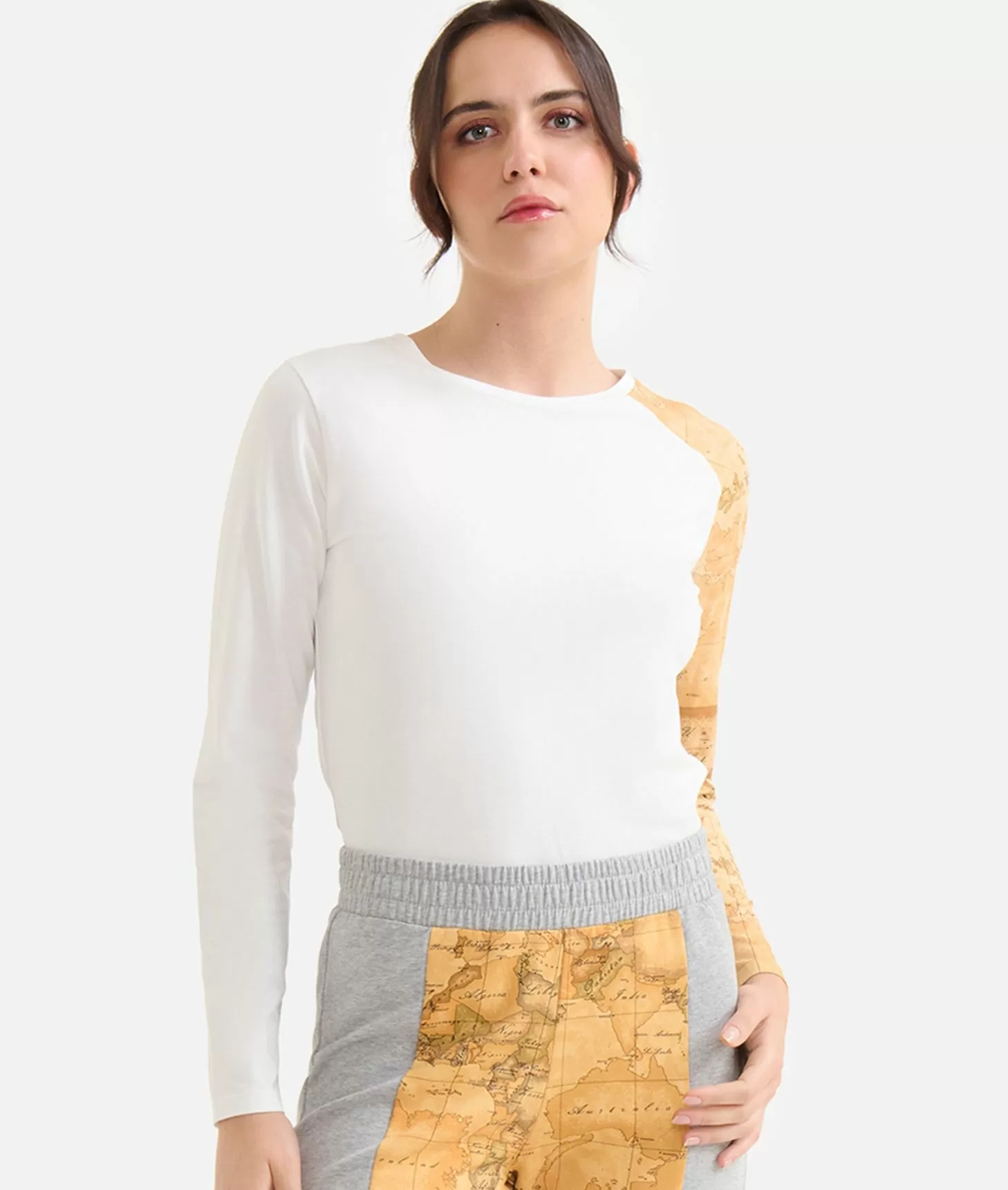 Alviero martini 1a classe Pantaloni in felpa garzata stretch con intarsio Geo Classic Grigi Offerte