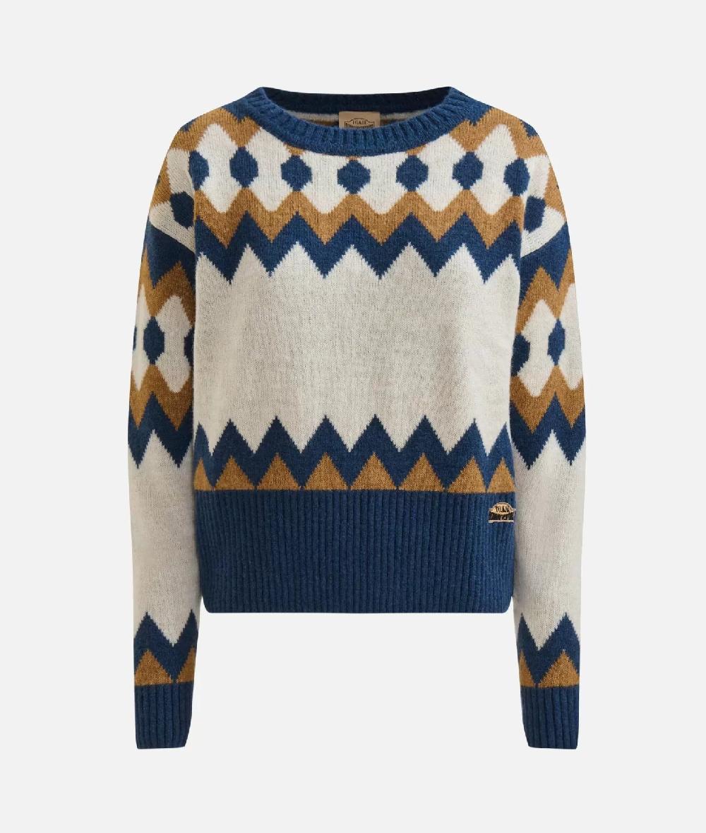 Alviero martini 1a classe Maglia in filato misto lana/viscosa con motivo geometrico Blu Negozio