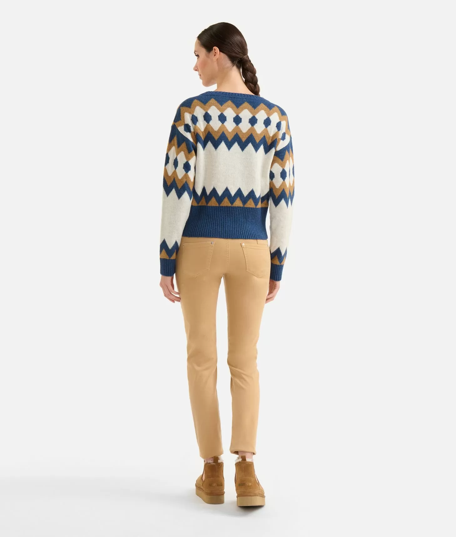 Alviero martini 1a classe Maglia in filato misto lana/viscosa con motivo geometrico Blu Negozio