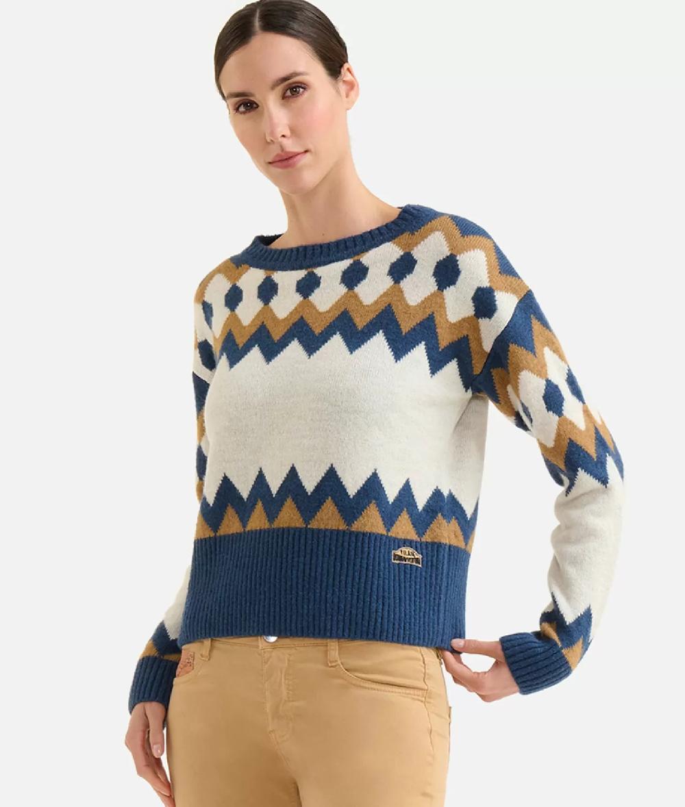 Alviero martini 1a classe Maglia in filato misto lana/viscosa con motivo geometrico Blu Negozio
