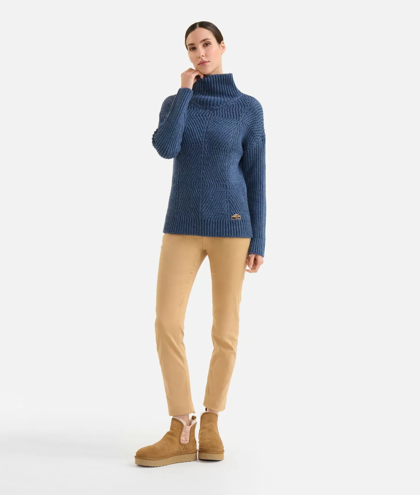 Alviero martini 1a classe Maglia a collo alto in filato misto lana vergine con patch Donnavventura Denim In Saldo