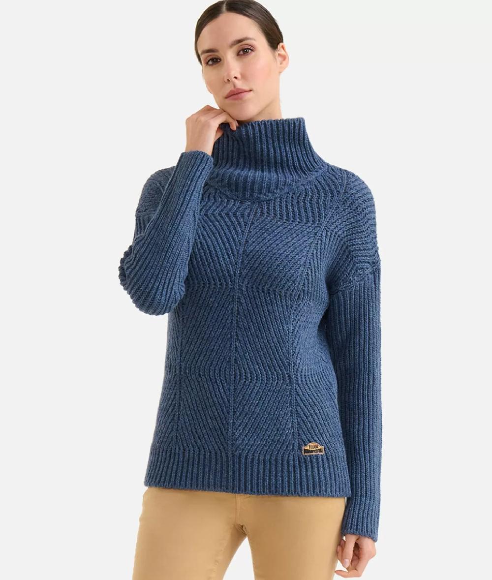 Alviero martini 1a classe Maglia a collo alto in filato misto lana vergine con patch Donnavventura Denim In Saldo