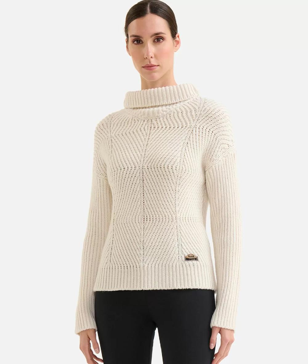 Alviero martini 1a classe Maglia a collo alto in filato misto lana vergine con patch Donnavventura Naturale Nuova