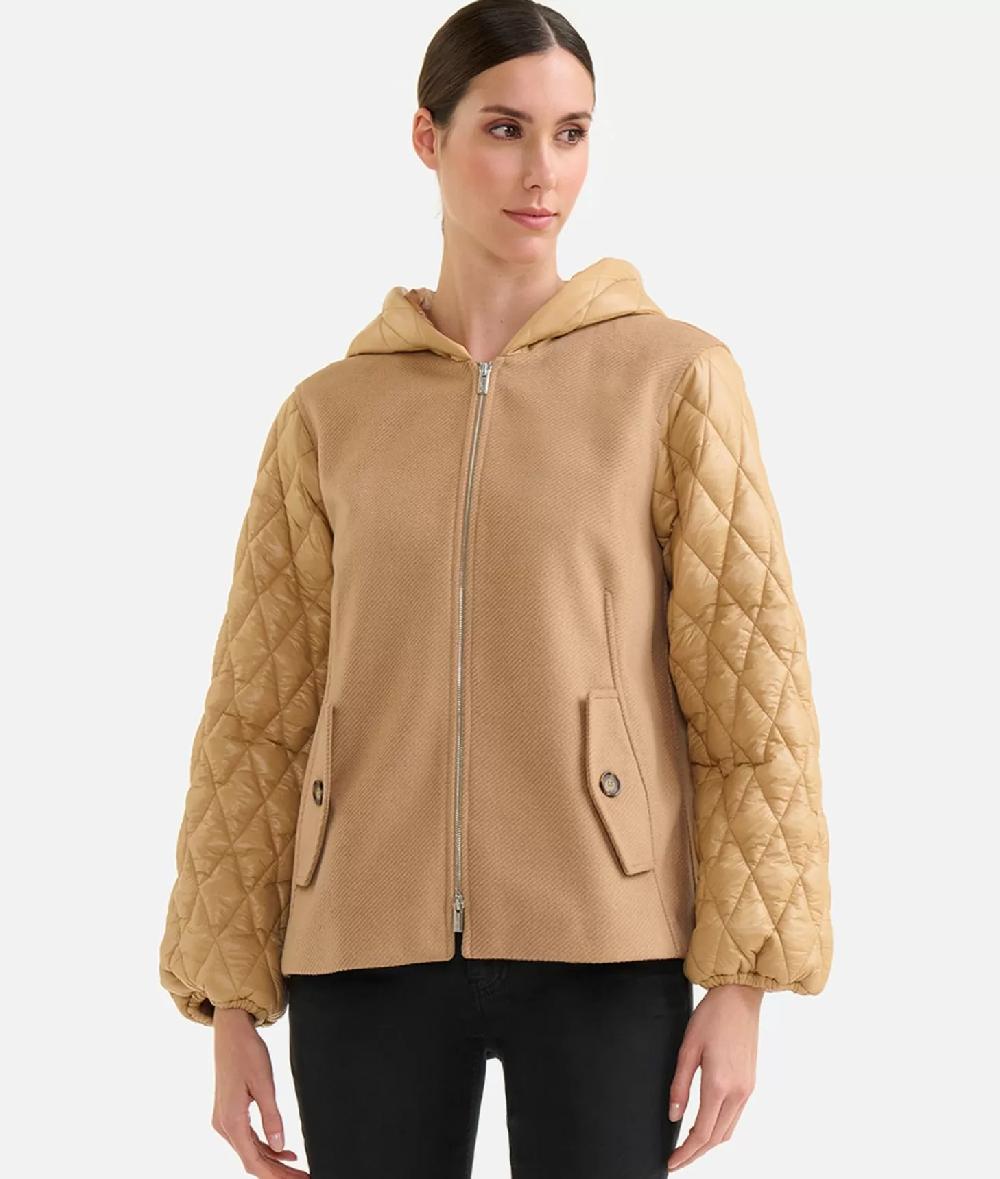 Alviero martini 1a classe Giubbino bimaterico in panno diagonale e nylon imbottito Cammello Italy