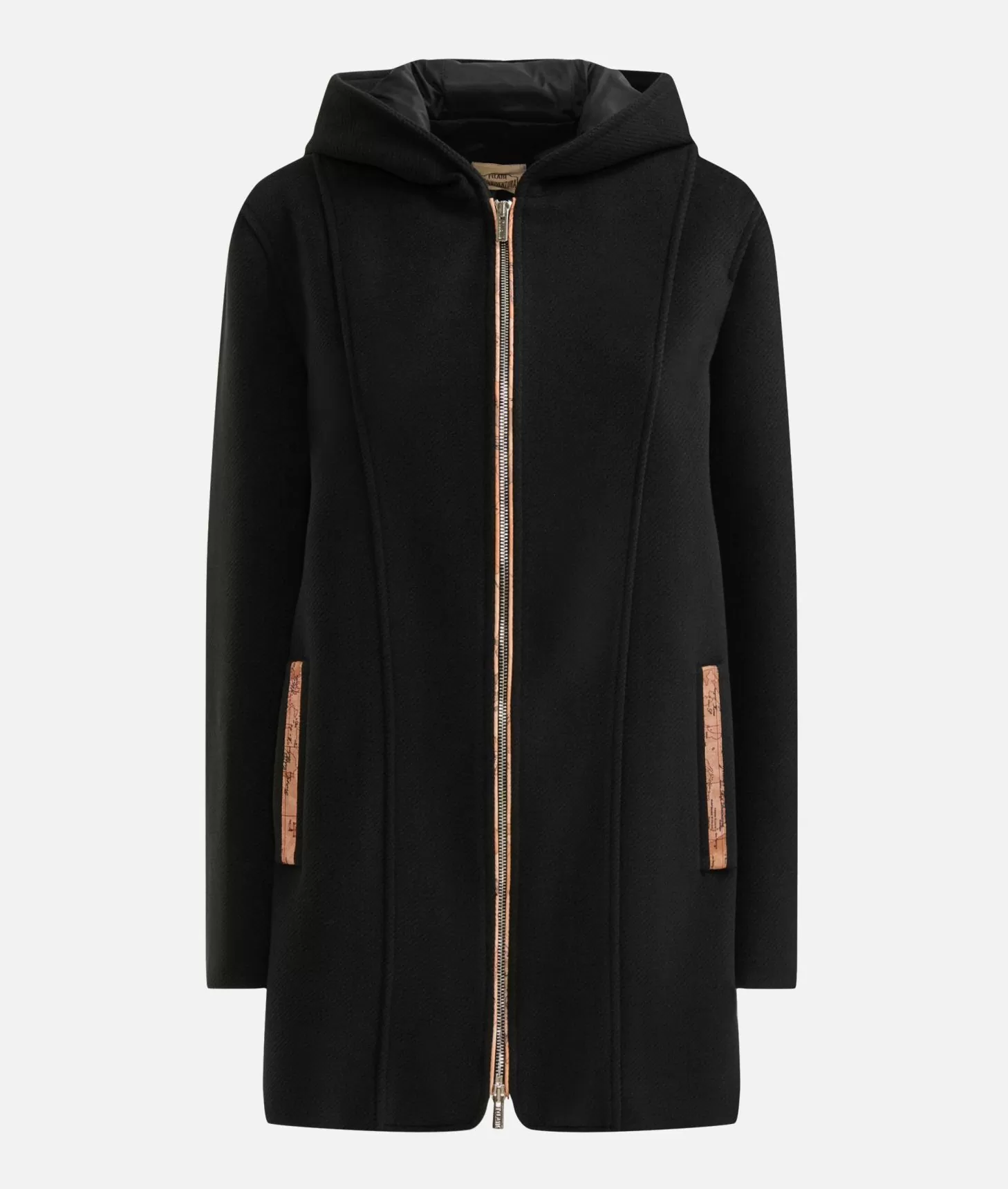 Alviero martini 1a classe Cappotto midi in panno diagonale con patch Donnavventura Nero 2025