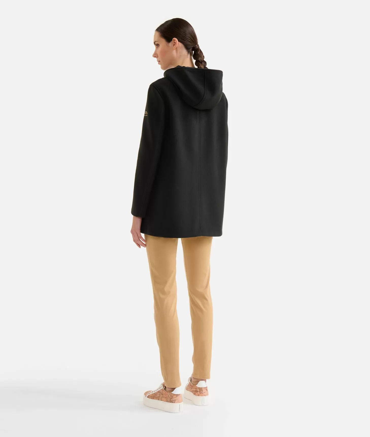 Alviero martini 1a classe Cappotto midi in panno diagonale con patch Donnavventura Nero 2025