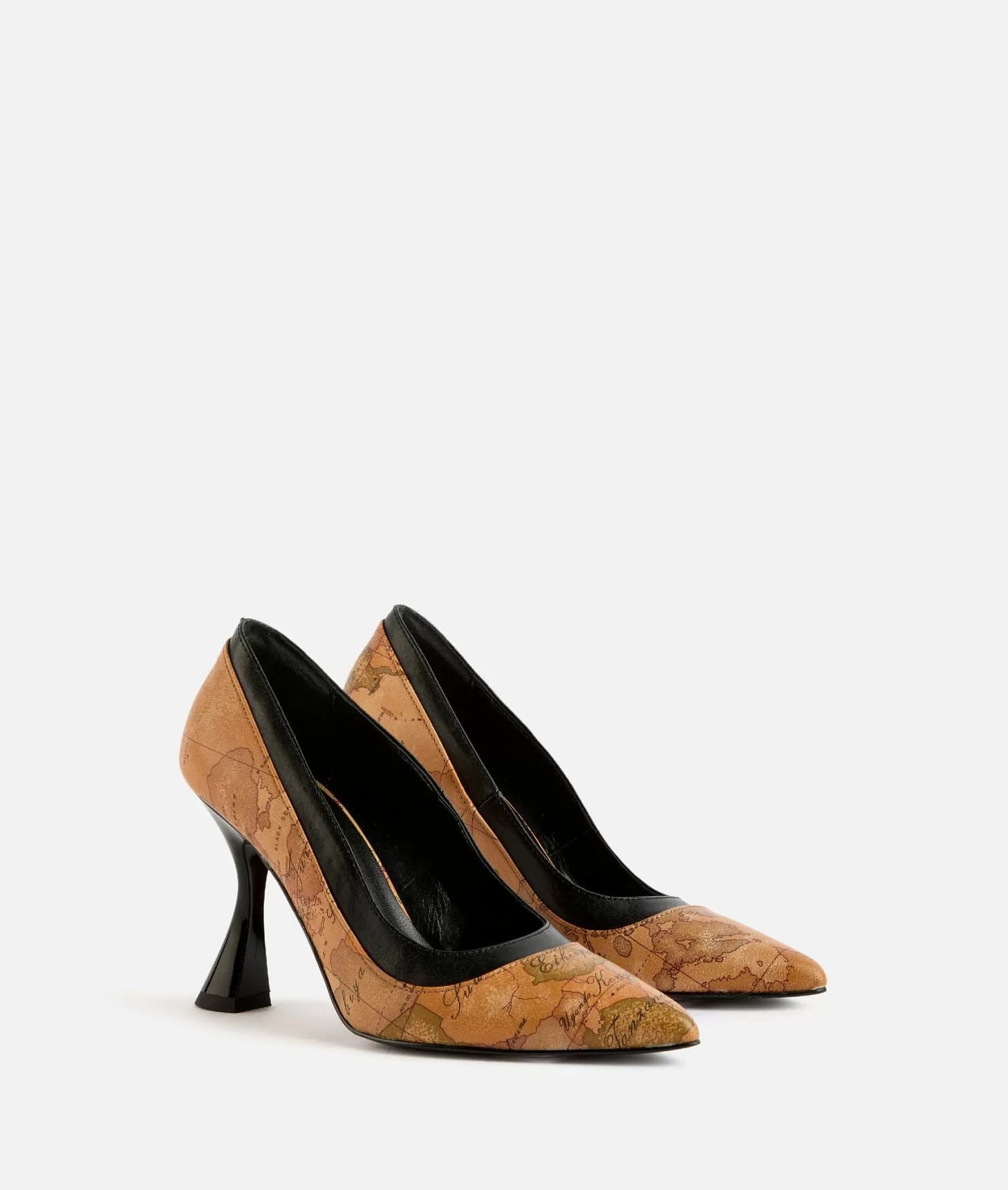Alviero martini 1a classe Décolleté in nappa con tacco a rocchetto Geo Classic Nuovo