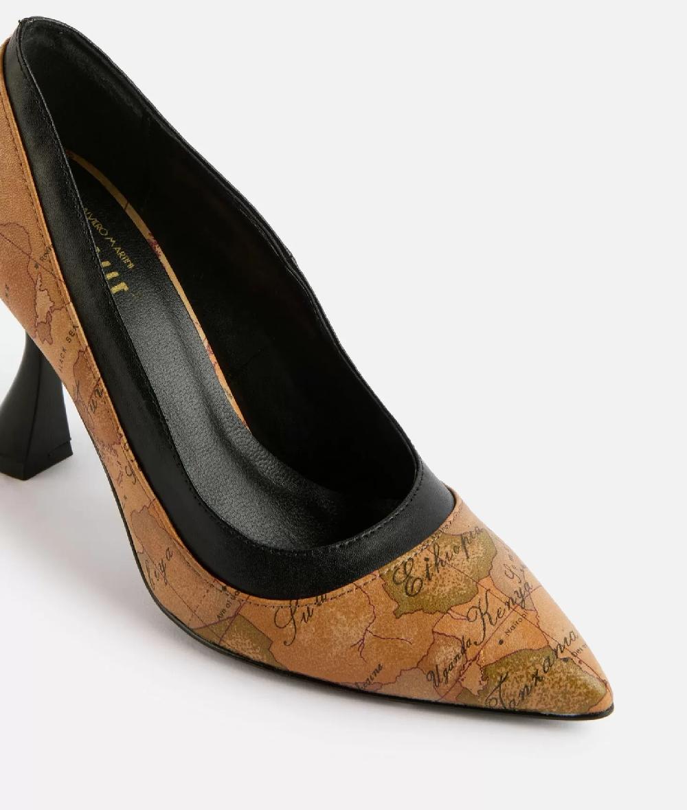 Alviero martini 1a classe Décolleté in nappa con tacco a rocchetto Geo Classic Nuovo
