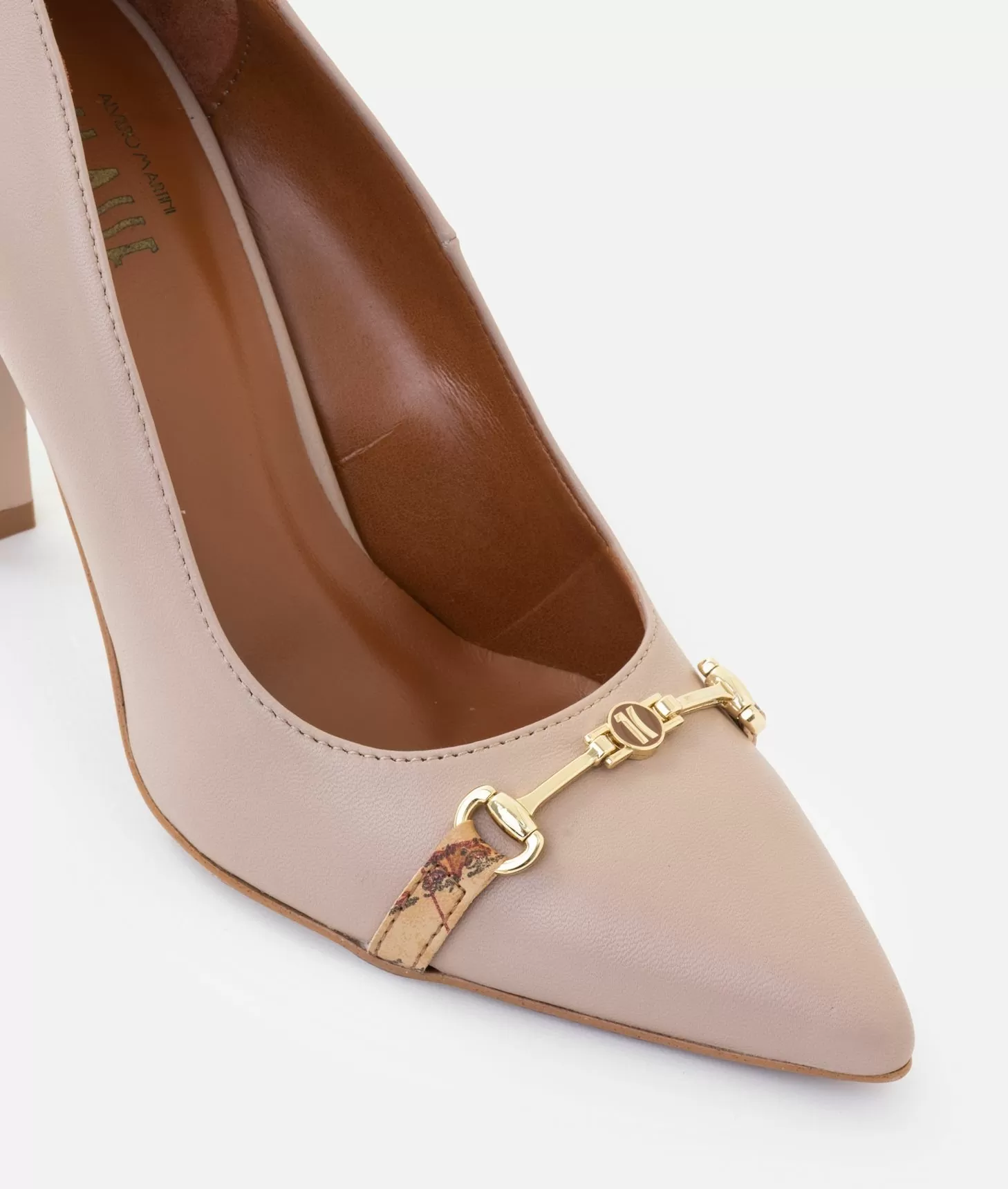 Alviero martini 1a classe Décolleté in nappa liscia con morsetto 1C Taupe Chiaro Qualità