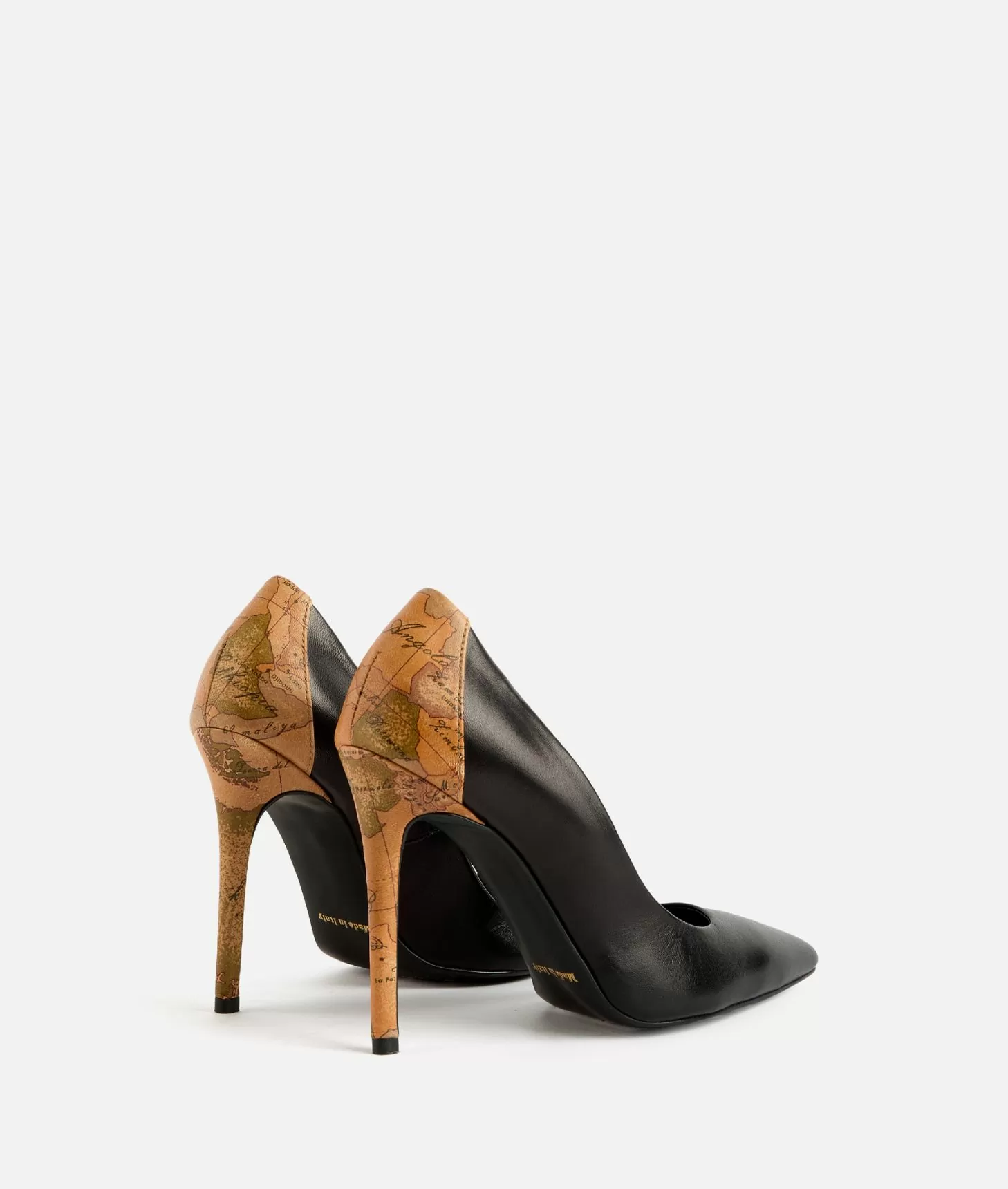 Alviero martini 1a classe Décolleté in nappa liscia con tacco stampa Geo Classic Nere Promozione