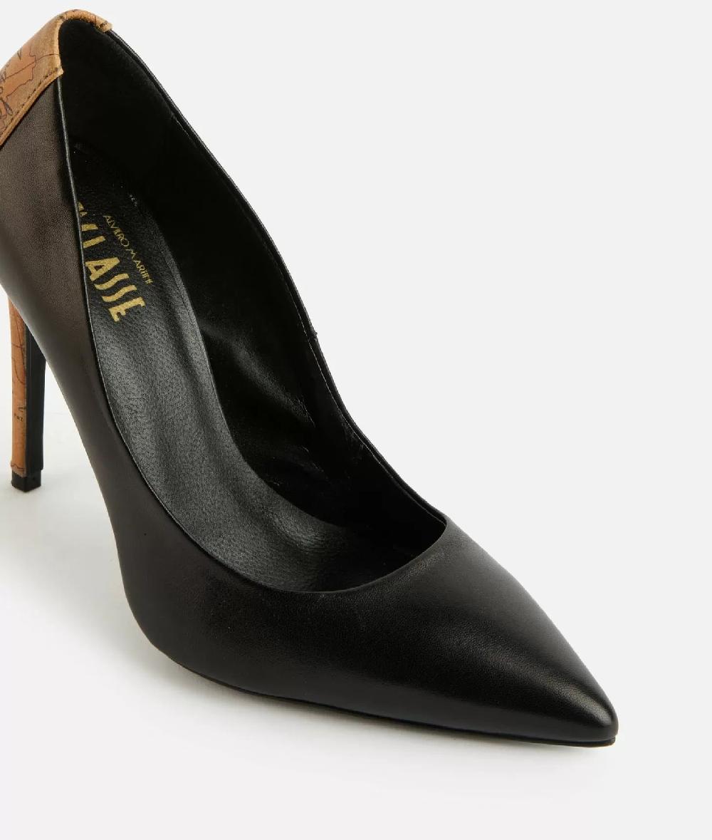 Alviero martini 1a classe Décolleté in nappa liscia con tacco stampa Geo Classic Nere Promozione