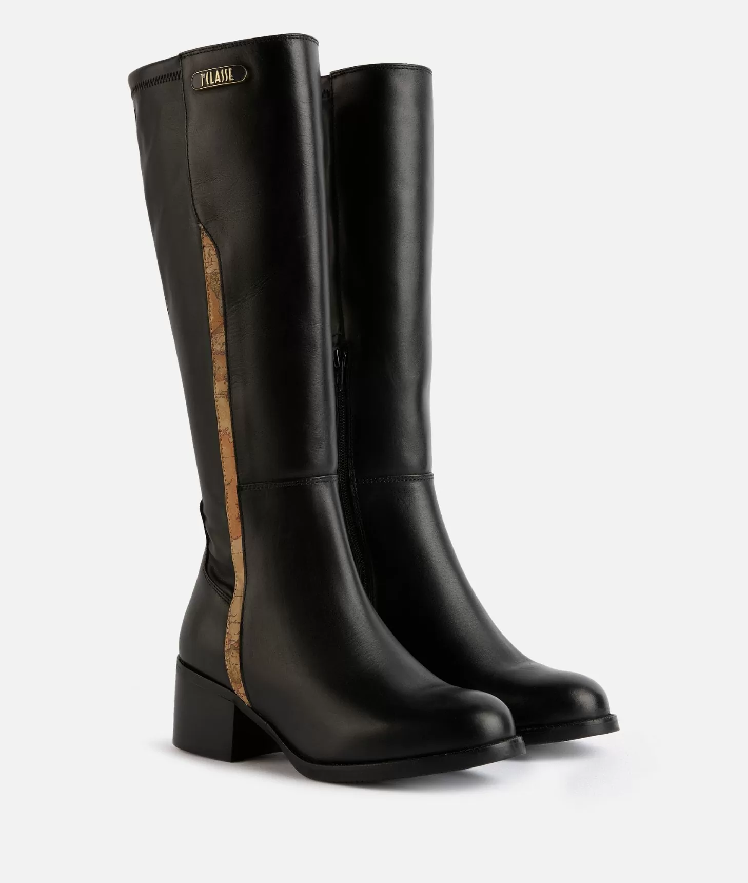 Alviero martini 1a classe Stivali in pelle liscia con placchetta logata 1ᴬ Classe Neri Sottocosto
