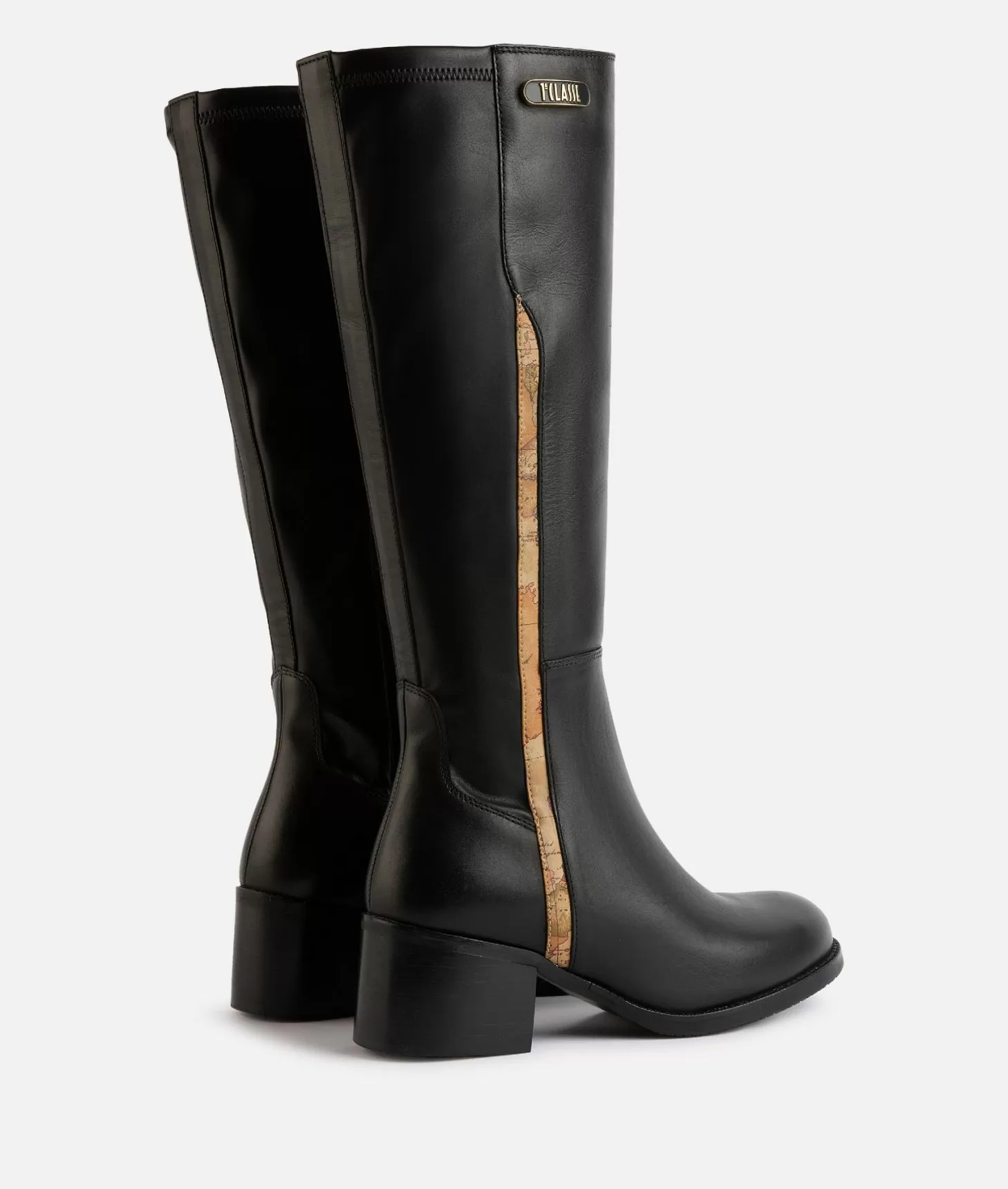 Alviero martini 1a classe Stivali in pelle liscia con placchetta logata 1ᴬ Classe Neri Sottocosto