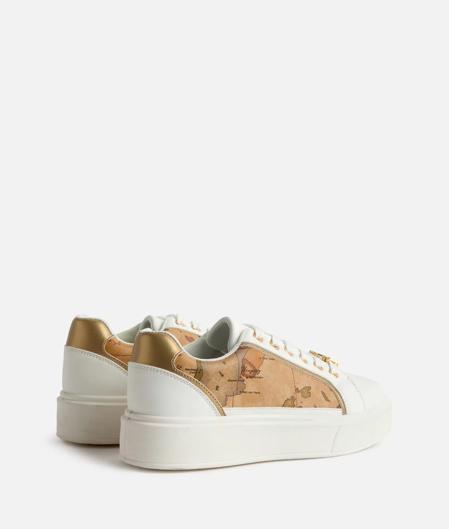 Alviero martini 1a classe Sneakers in eco nappa con passalaccio e inserti Geo Classic Bianche In Vendita