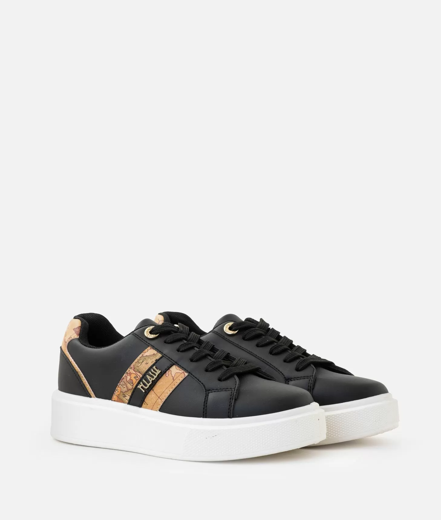 Alviero martini 1a classe Sneakers in eco nappa con logo e bande Geo Classic Nere Saldi