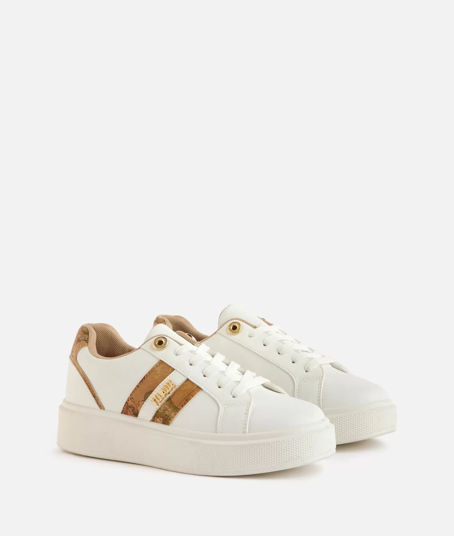 Alviero martini 1a classe Sneakers in eco nappa con logo e bande Geo Classic Bianche Offerte