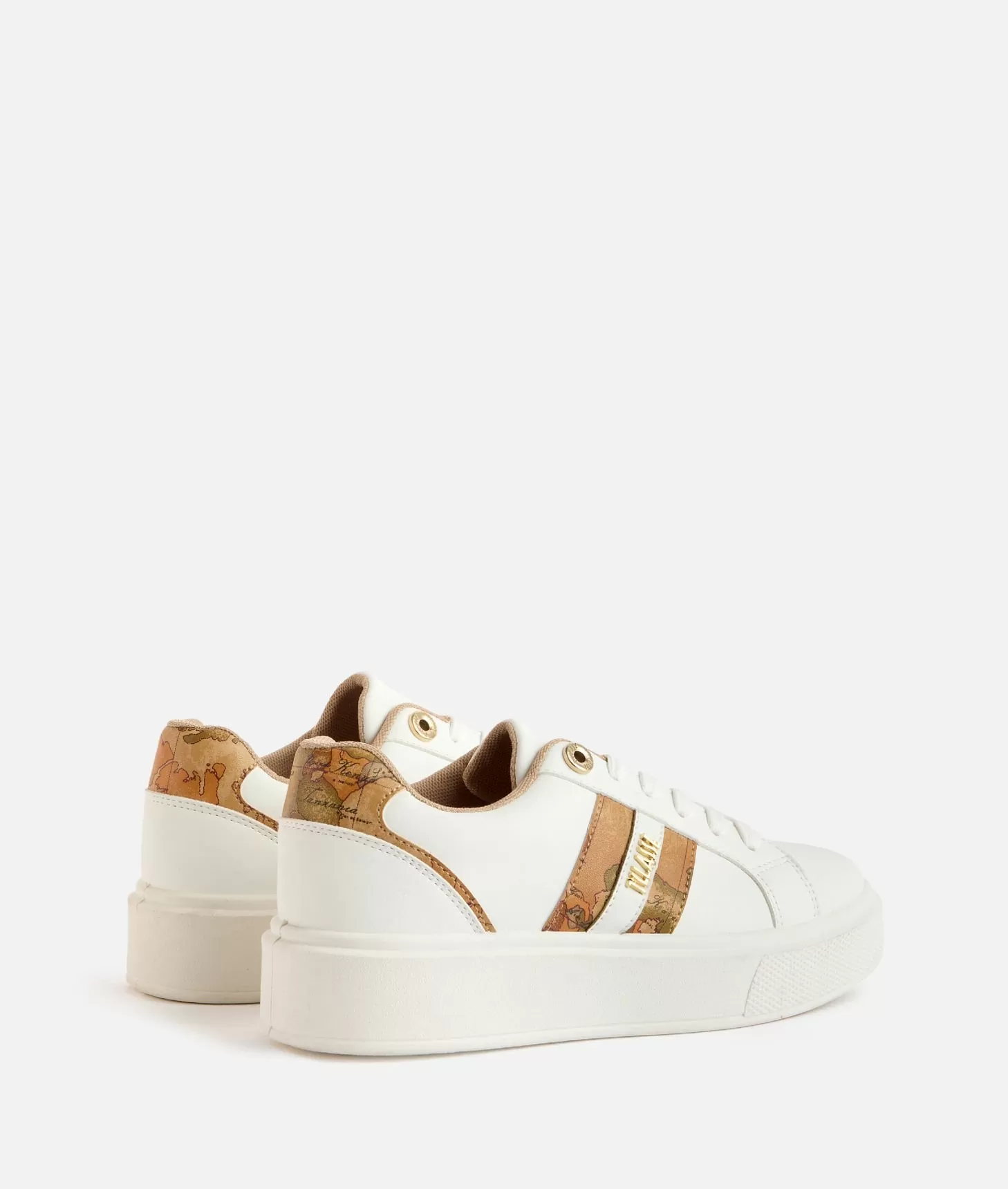 Alviero martini 1a classe Sneakers in eco nappa con logo e bande Geo Classic Bianche Offerte