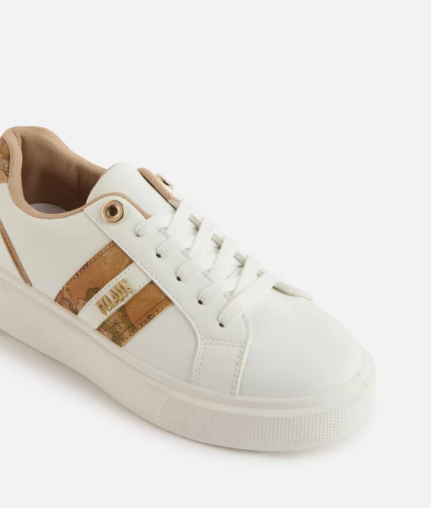 Alviero martini 1a classe Sneakers in eco nappa con logo e bande Geo Classic Bianche Offerte