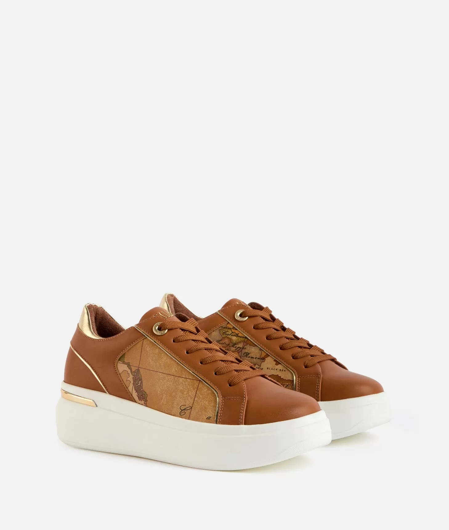 Alviero martini 1a classe Sneakers in eco nappa con logo in alta frequenza Cuoio Vendita Calda