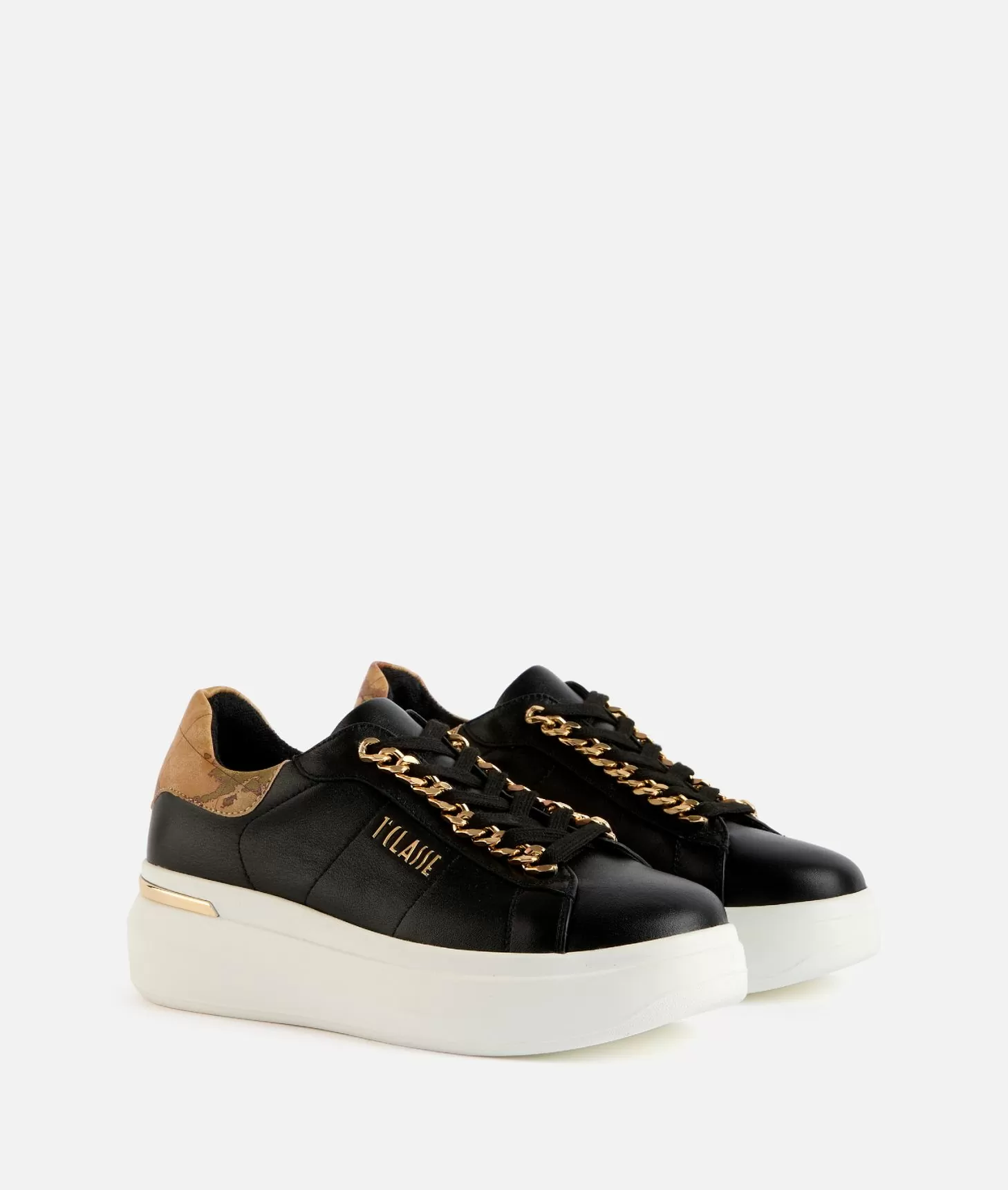 Alviero martini 1a classe Sneakers in eco nappa con dettaglio catena Nere Vendita Economica
