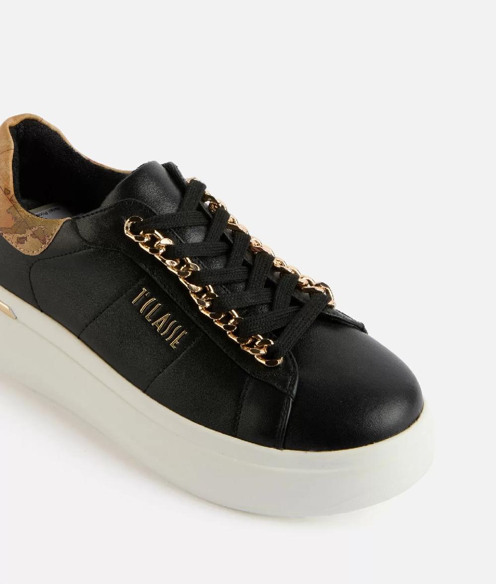 Alviero martini 1a classe Sneakers in eco nappa con dettaglio catena Nere Vendita Economica