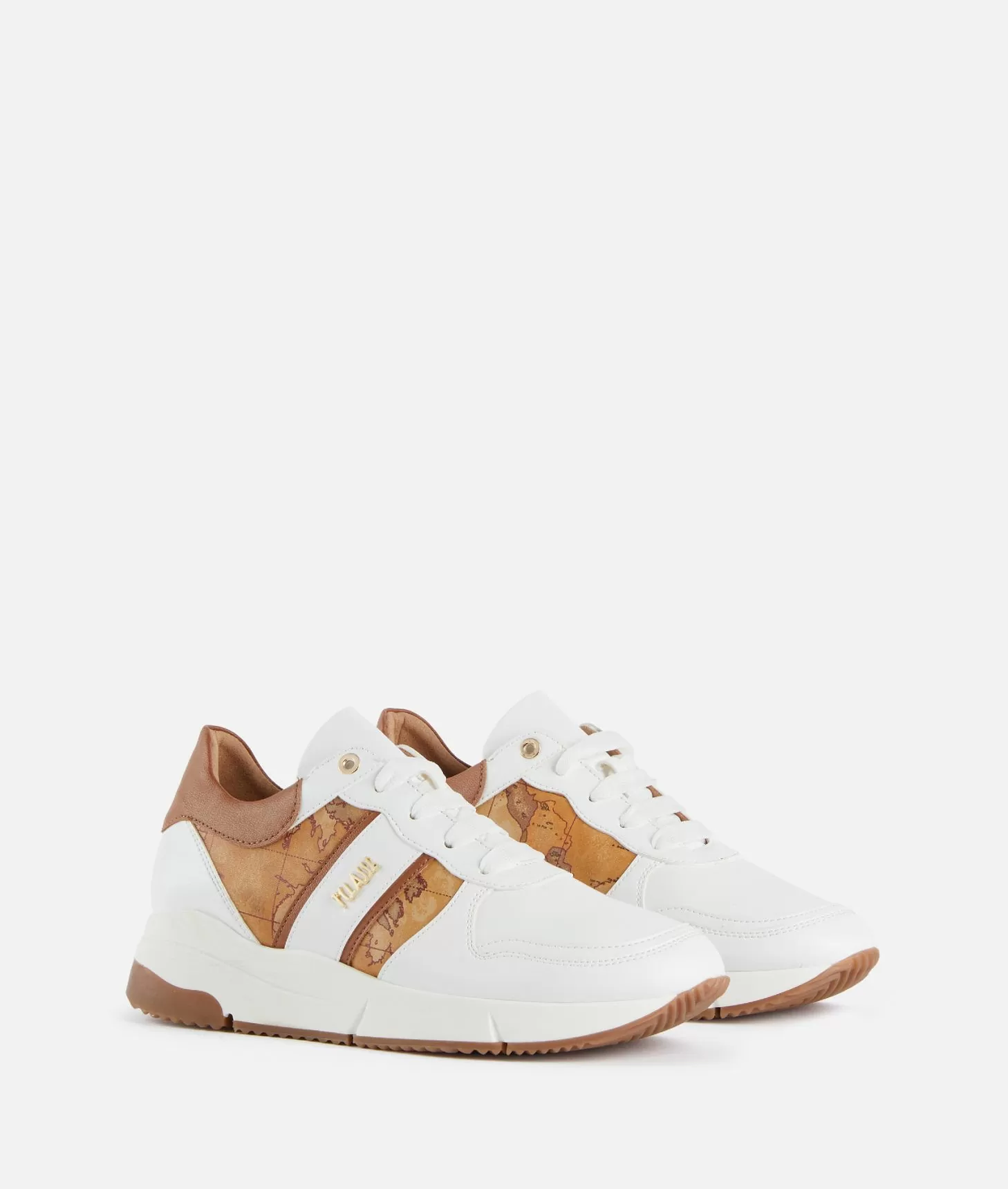Alviero martini 1a classe Running in eco nappa con logo e dettagli Geo Classic Bianche In Saldo