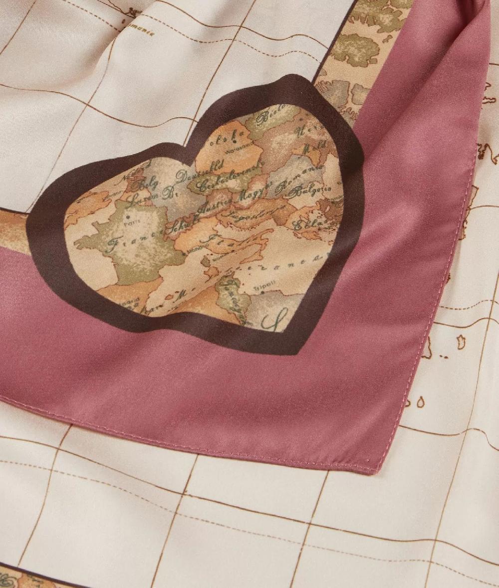 Alviero martini 1a classe Foulard Geo Cuori 90x90 Rosa Fard Nuovo
