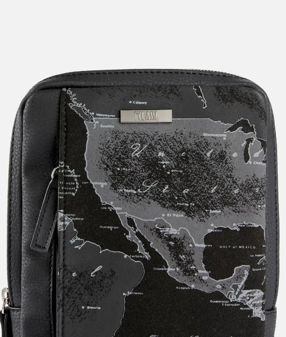 Alviero martini 1a classe Tracolla reporter in eco pelle granata con inserto Geo Night Nera Sottocosto