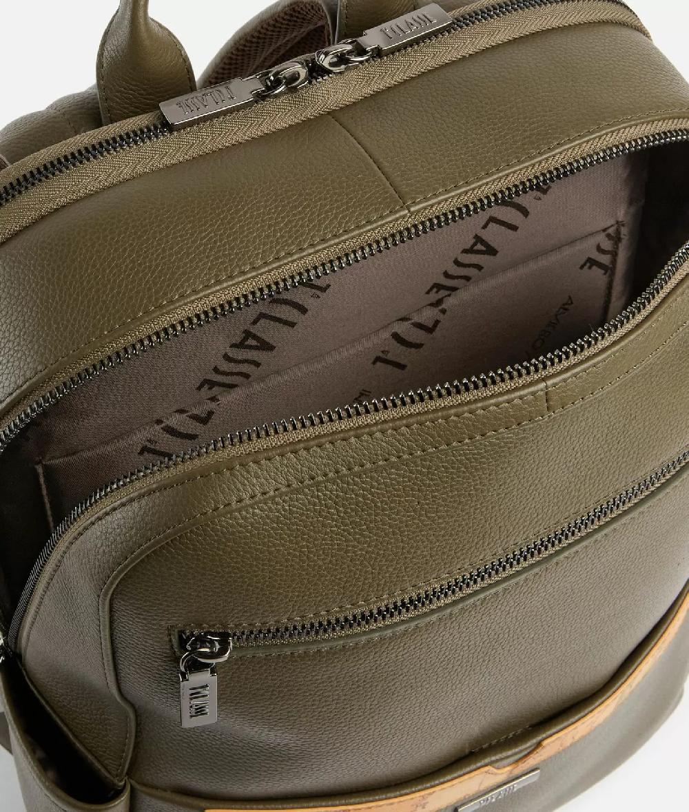 Alviero martini 1a classe Beta Leather zaino portacomputer Verde Militare Offerte speciali