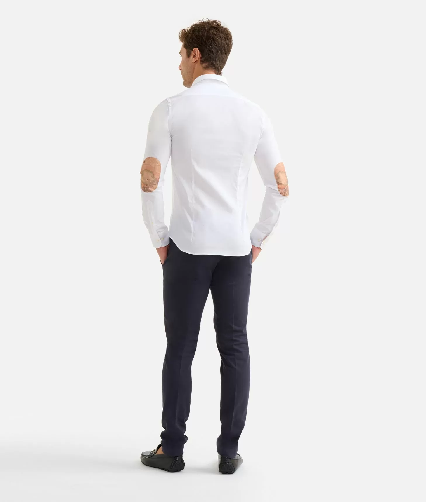 Alviero martini 1a classe Camicia super slim in cotone stretch con toppe Geo Classic Bianca Qualità Garantita