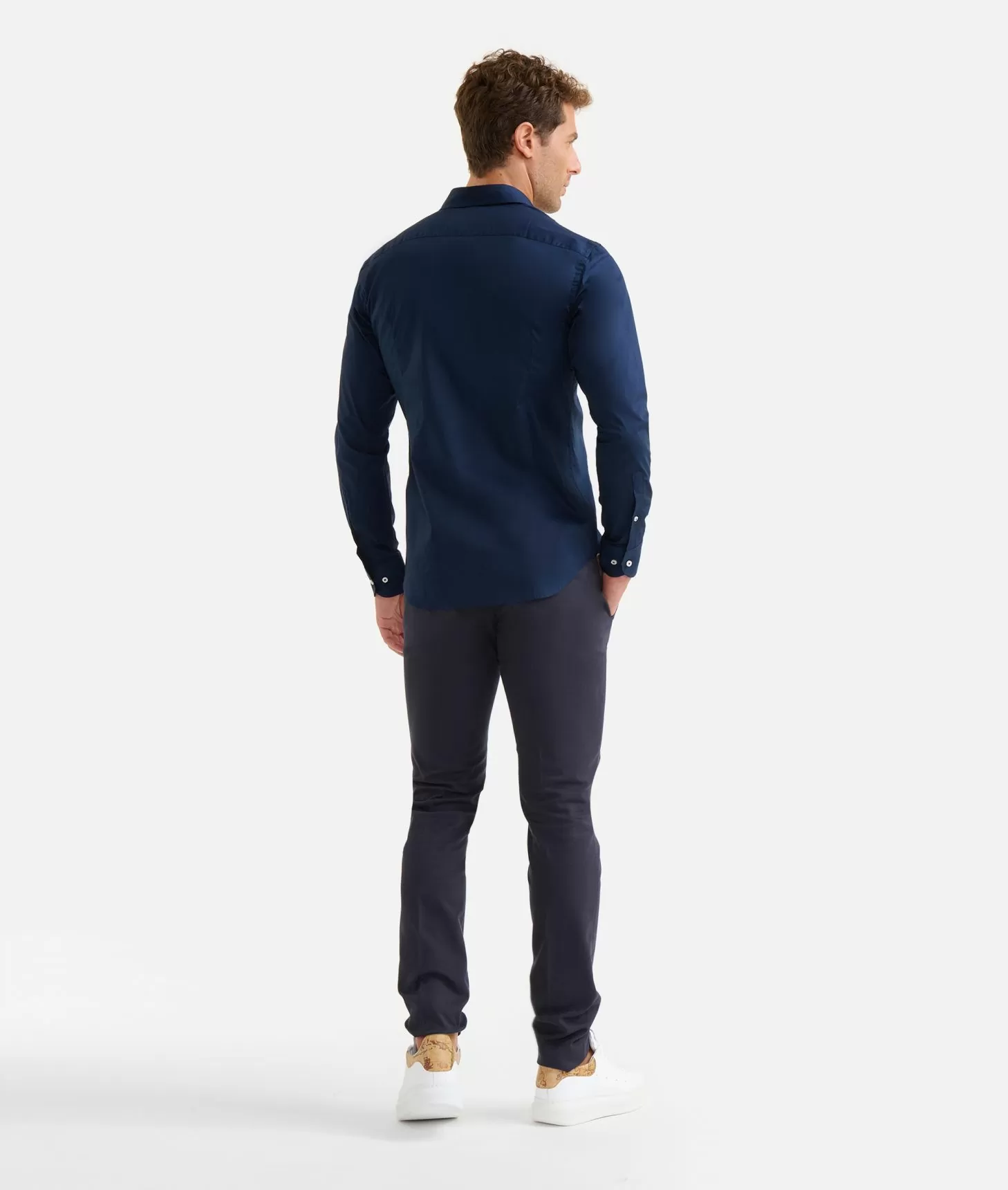 Alviero martini 1a classe Camicia slim in cotone stretch con dettaglio taschino Blu Navy Fino Al -60%