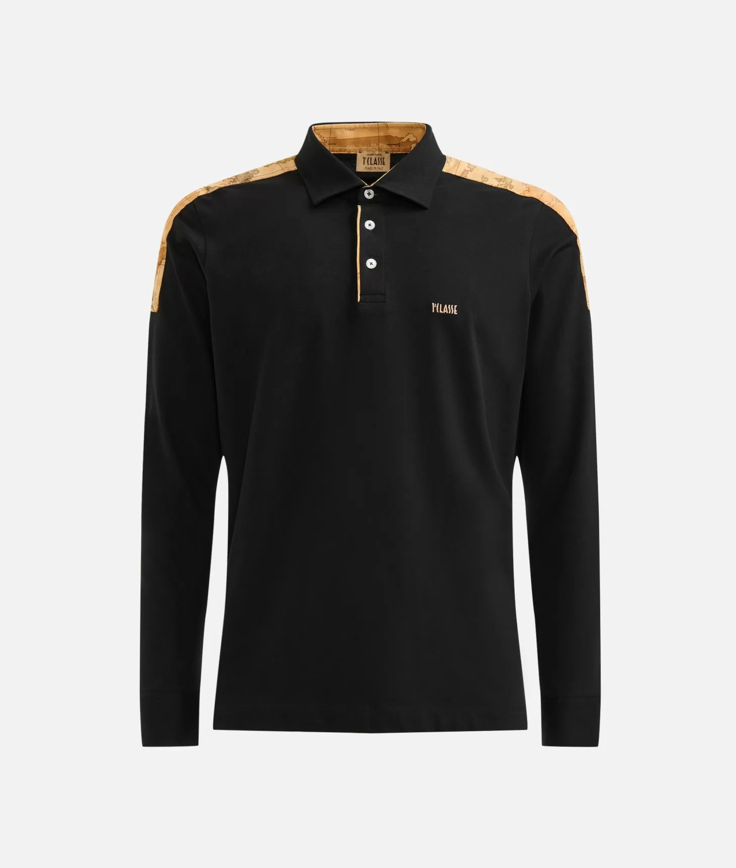 Alviero martini 1a classe Polo a maniche lunghe in cotone stretch Nera Offerta