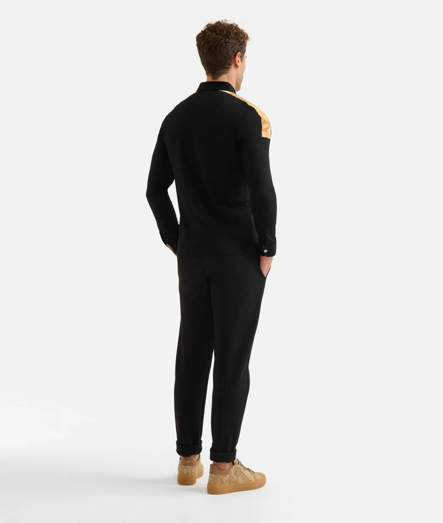 Alviero martini 1a classe Polo a maniche lunghe in cotone stretch Nera Offerta