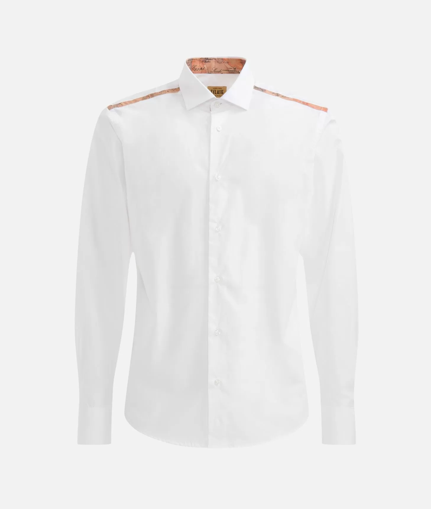 Alviero martini 1a classe Camicia slim in cotone con dettaglio spalle Bianca Saldi Di Fabbrica