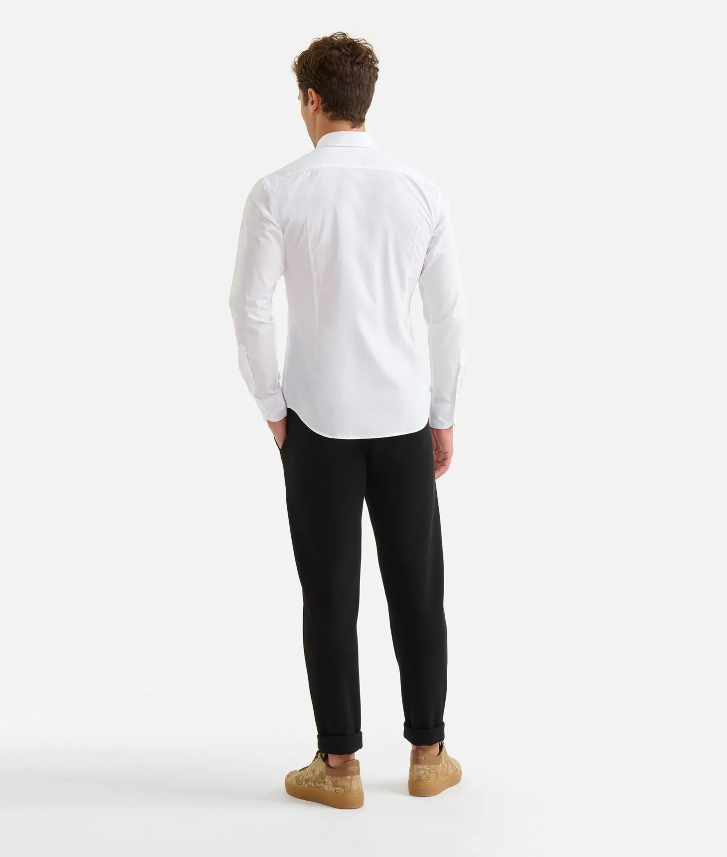 Alviero martini 1a classe Camicia slim in cotone con dettaglio spalle Bianca Saldi Di Fabbrica