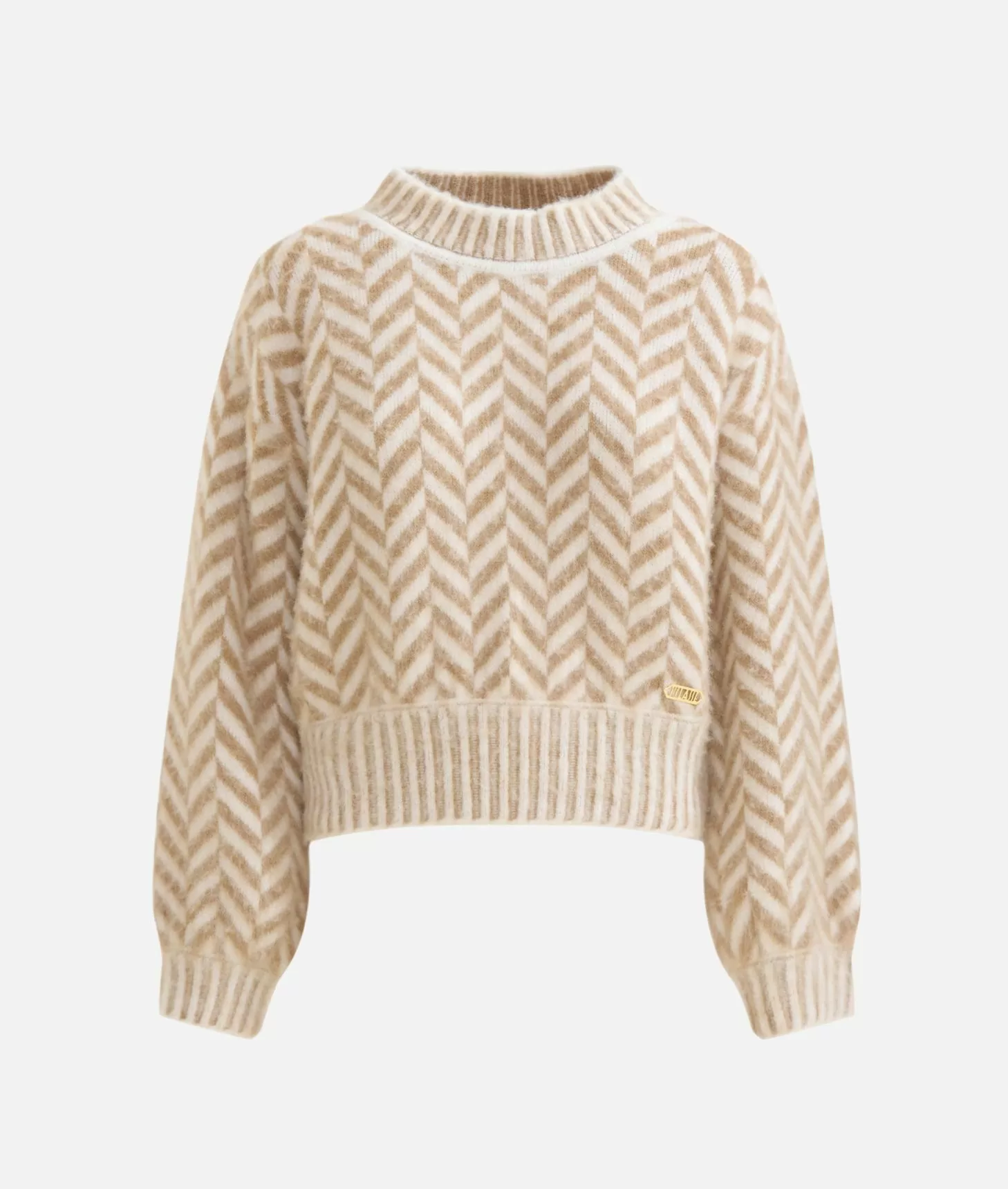 Alviero martini 1a classe Maglia in filato di lana e viscosa con motivo spinato Cammello Affare Del Giorno