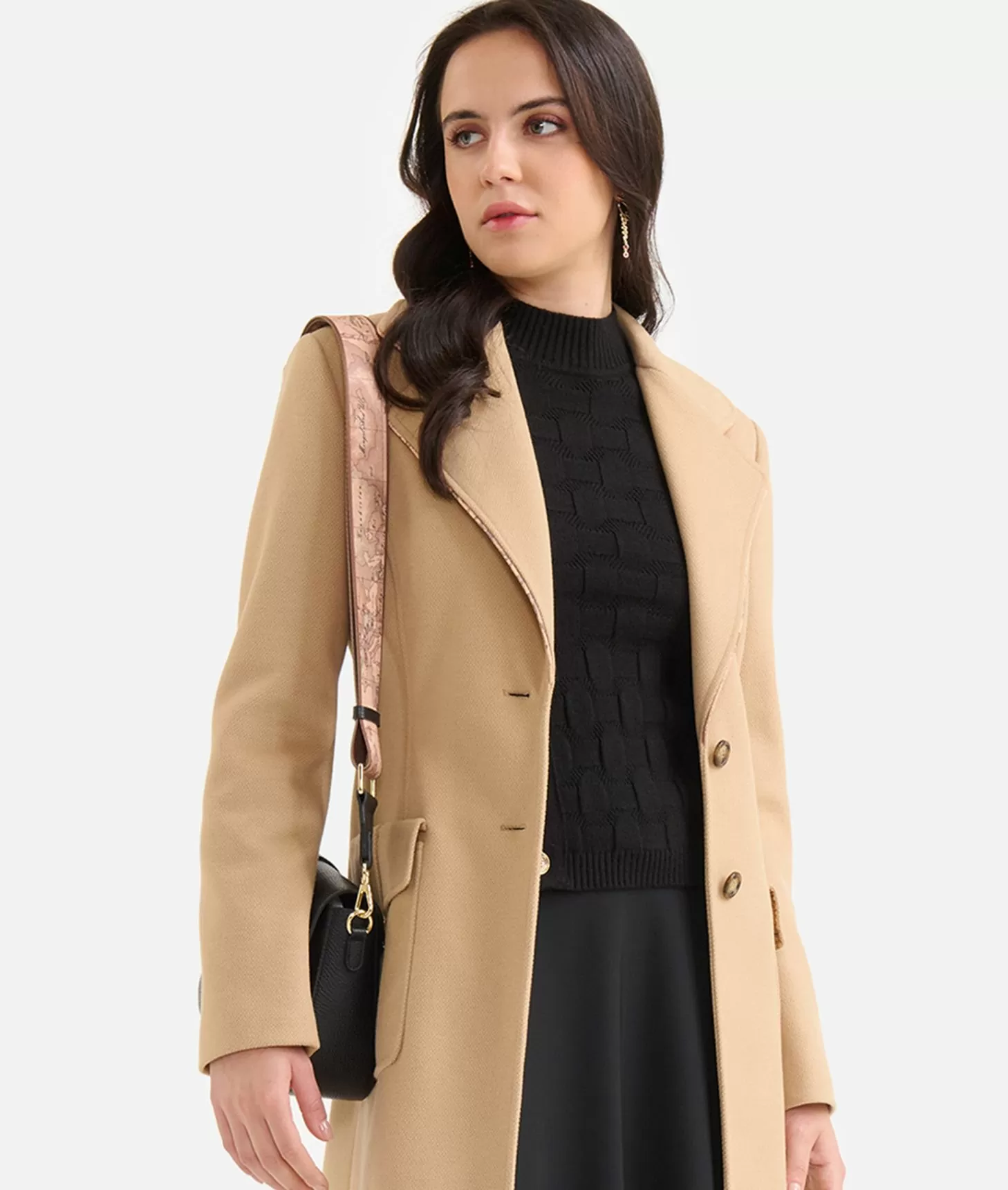Alviero martini 1a classe Cappotto con dettaglio gioiello in velour Cammello Sottocosto