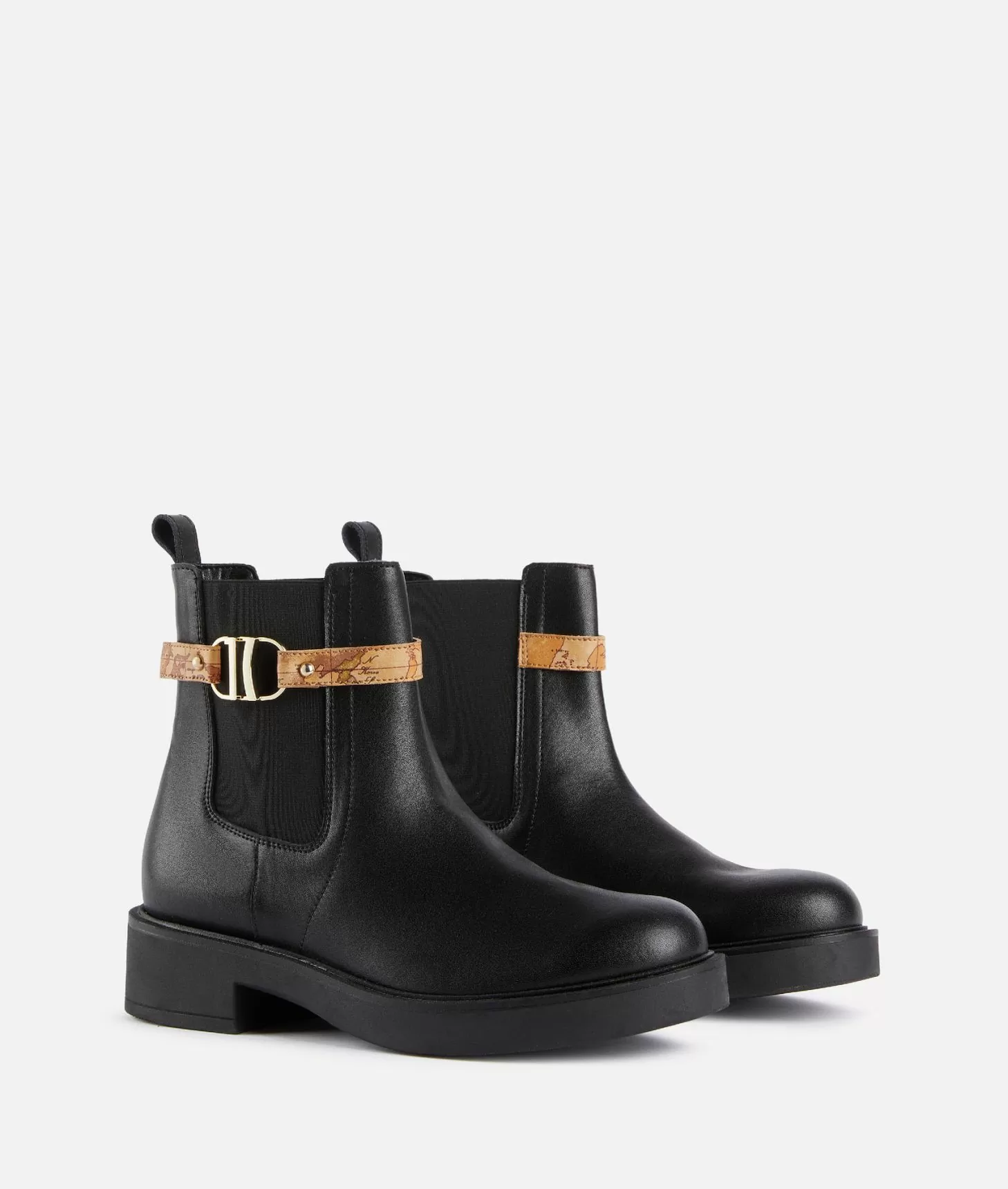 Alviero martini 1a classe Stivaletti beatles in pelle liscia con cinturino Geo Classic Neri Sconto