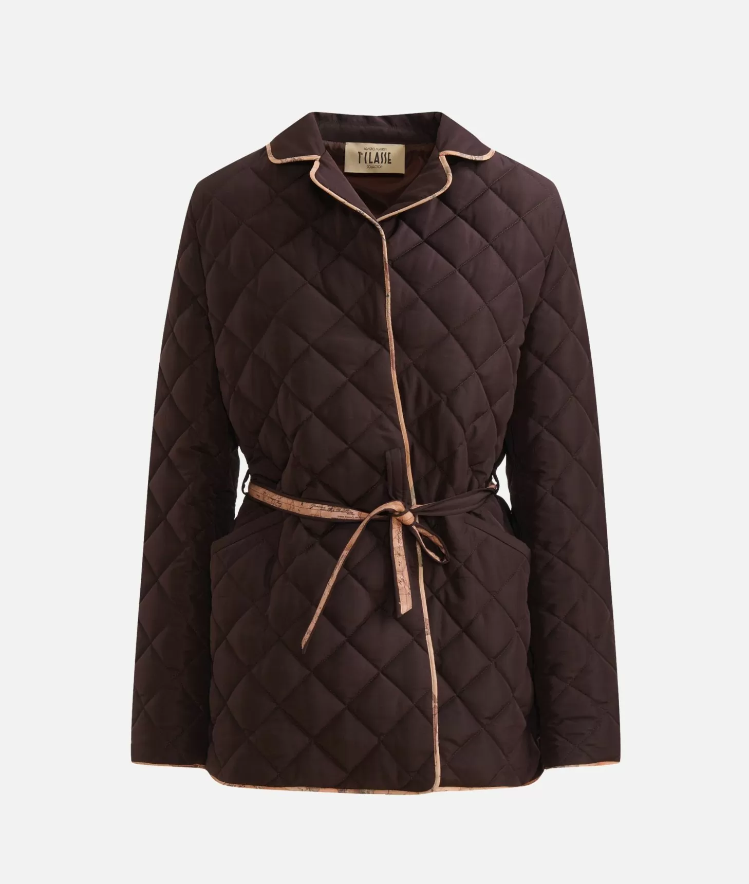 Alviero martini 1a classe Giacca imbottita con cintura in nylon Cioccolato Hotsell