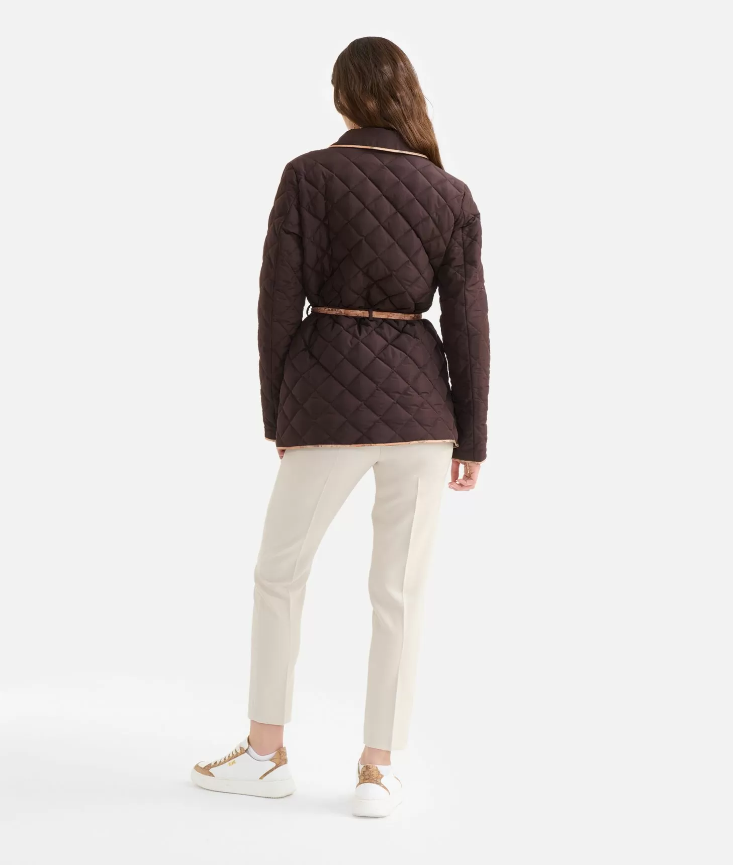 Alviero martini 1a classe Giacca imbottita con cintura in nylon Cioccolato Hotsell