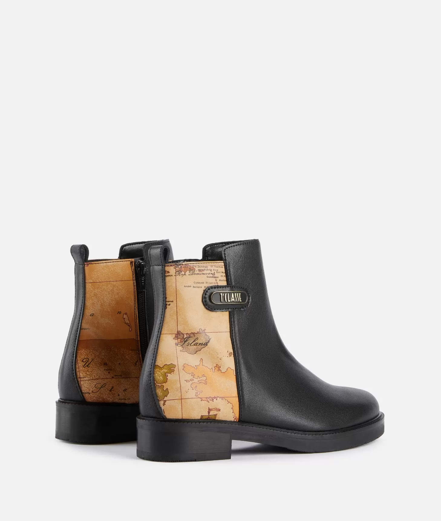 Alviero martini 1a classe Stivaletti beatles in pelle liscia con inserto Geo Classic Neri Esporta salva