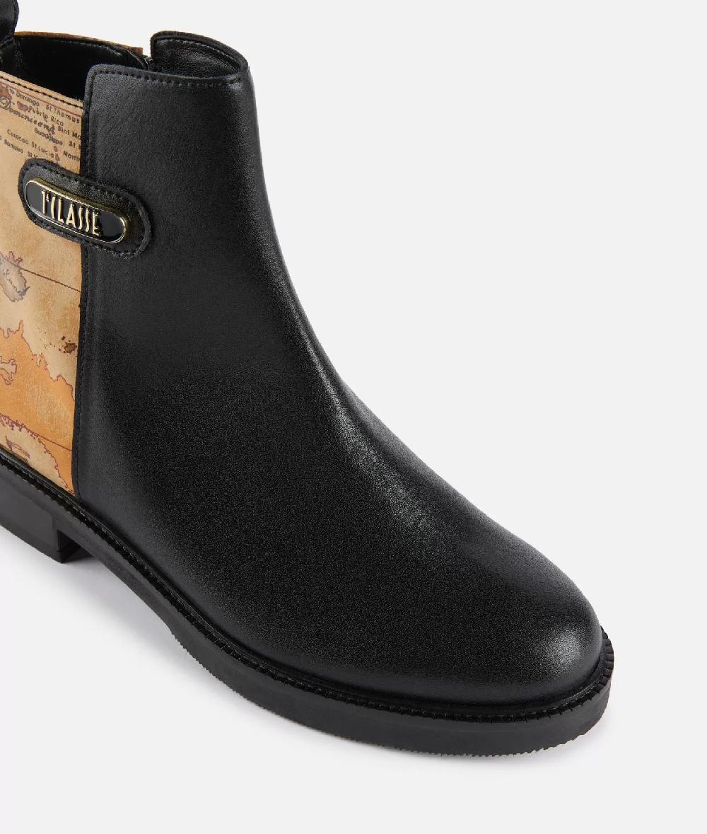 Alviero martini 1a classe Stivaletti beatles in pelle liscia con inserto Geo Classic Neri Esporta salva
