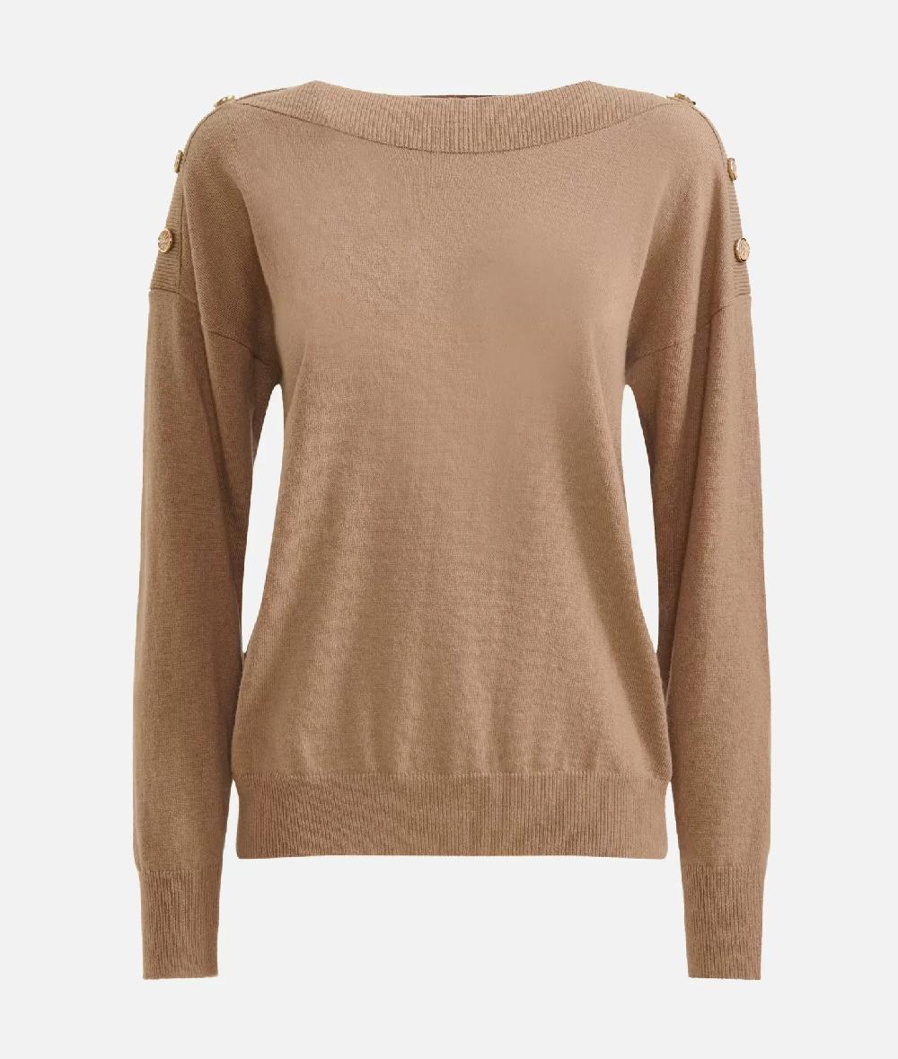 Alviero martini 1a classe Maglia in filato misto cashmere con bottoni Geo Classic Cammello Duty-free